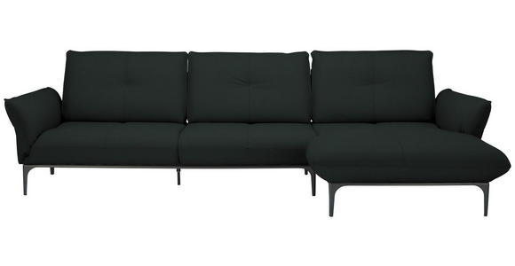 ECKSOFA Florenz in Echtleder Schwarz  - Schwarz, Design, Leder/Metall (319/182cm) - Valnatura