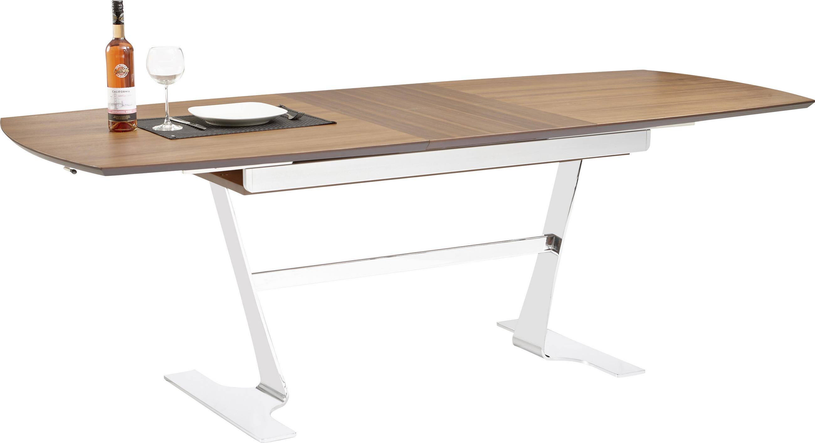 ESSTISCH in Holz, Metall, Holzwerkstoff 180(230)/95/77 cm  - Chromfarben/Nussbaumfarben, Design, Holz/Holzwerkstoff (180(230)/95/77cm) - Joop!