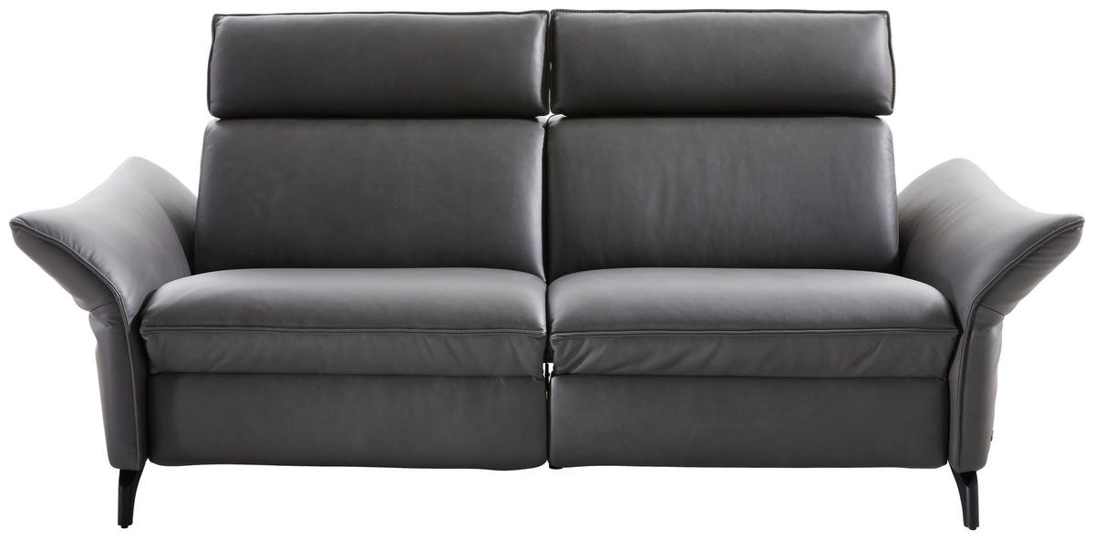 2,5-SITZER Echtleder Dunkelgrau  - Dunkelgrau/Anthrazit, Design, Leder/Metall (194/92/95cm) - Himolla