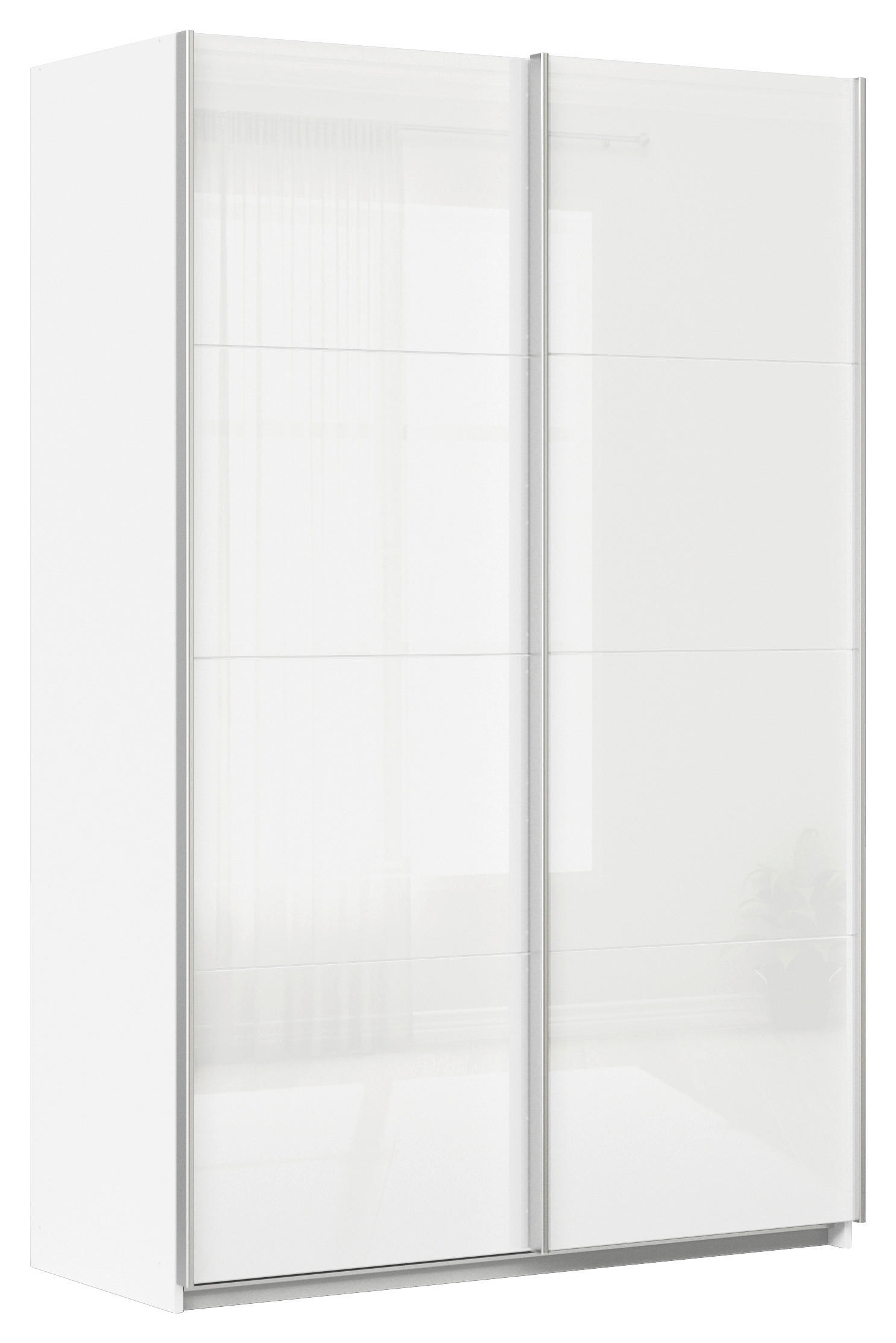 SCHWEBETÜRENSCHRANK  in Weiß  - Alufarben/Weiß, KONVENTIONELL, Glas/Holzwerkstoff (136/229/62cm) - Xora