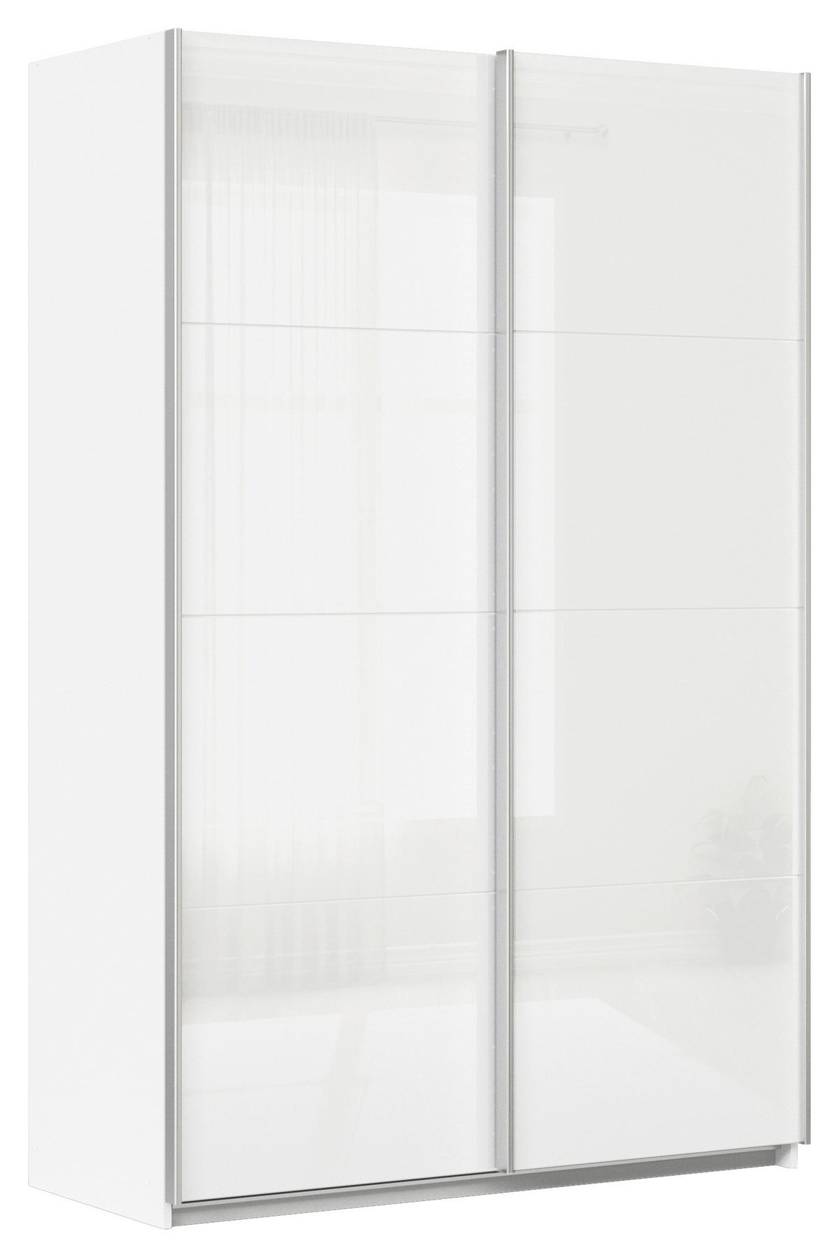 SCHWEBETÜRENSCHRANK  in Weiß  - Alufarben/Weiß, KONVENTIONELL, Glas/Holzwerkstoff (136/229/62cm) - Xora