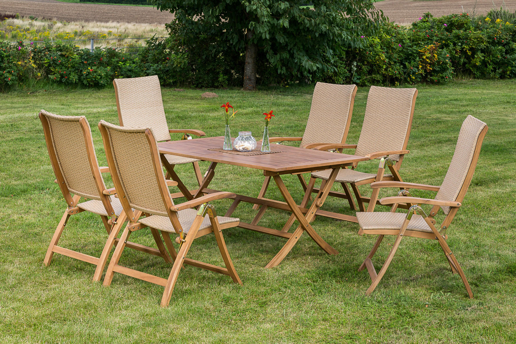 GARTENKLAPPSESSEL Akazie Stahl Naturfarben  - Naturfarben, MODERN, Holz/Kunststoff (62/114/103cm) - Gardenson