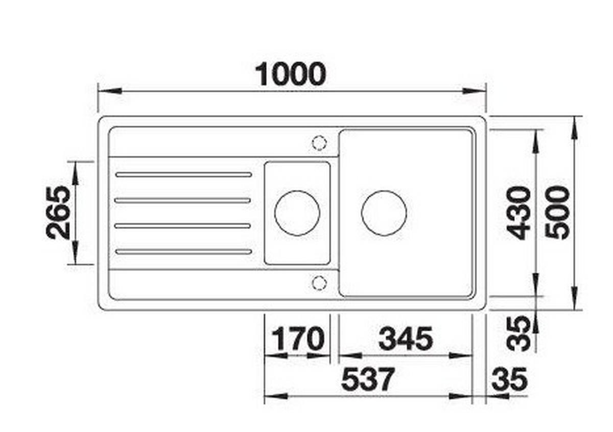 SPÜLE 522212  - Braun, Basics, Stein (100/20,2/50cm) - Blanco