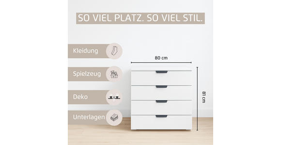 KOMMODE in 80/81/42 cm - Dunkelgrau/Weiß, Design, Holzwerkstoff/Metall (80/81/42cm) - Carryhome