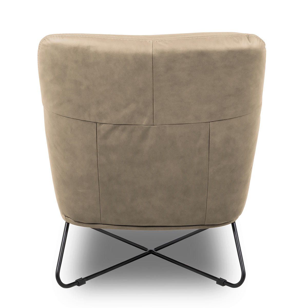 SESSELSET Echtleder Hellgrau  - Hellgrau/Kirschrot, Design, Leder/Metall (67/87/74cm) - Livetastic