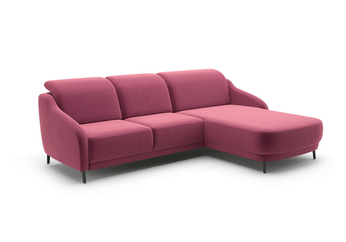 ECKSOFA in Samt Aubergine  271/191 cm  - Aubergine/Schwarz, MODERN, Textil/Metall (271/191cm) - Sit & More