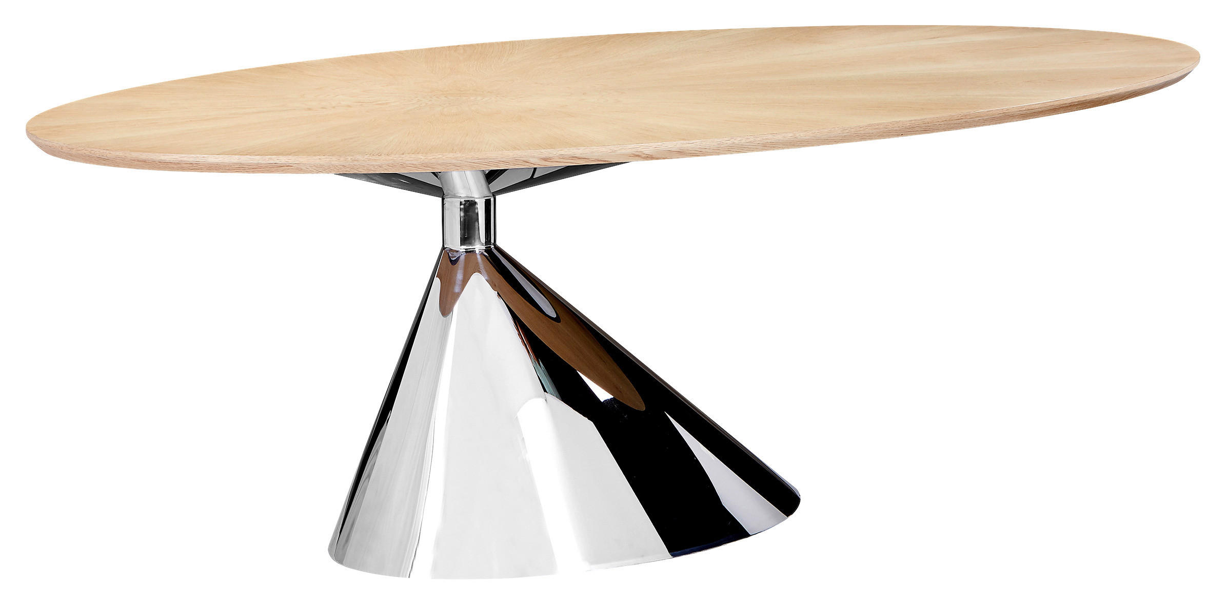 ESSTISCH 220/115/75 cm teilmassiv  Holz, Metall oval Eichefarben  - Edelstahlfarben/Eichefarben, Design, Holz/Metall (220/115/75cm) - Novel