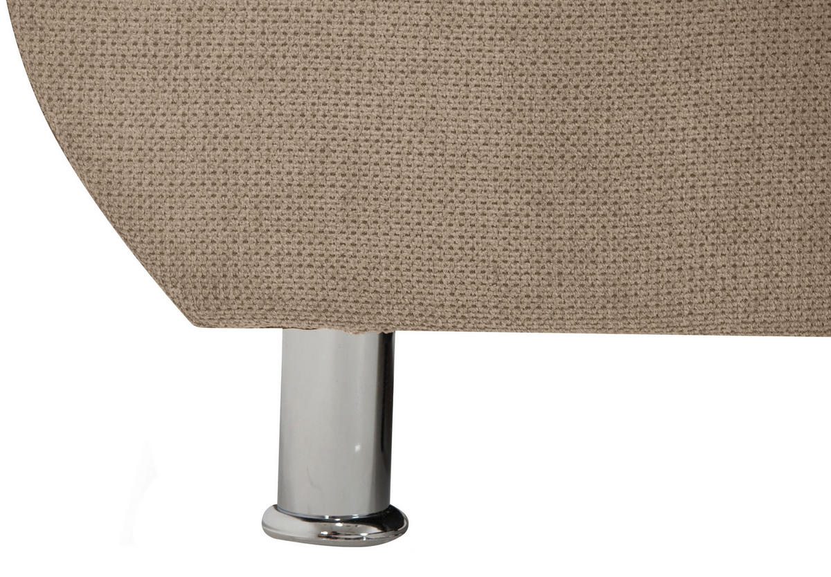 ECKSOFA in Flachgewebe, Mikrofaser Taupe  - Taupe/Chromfarben, Design, Kunststoff/Textil (312/198cm) - Livetastic