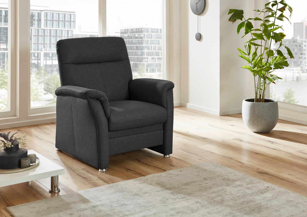 SESSEL in Flachgewebe Dunkelgrau  - Dunkelgrau/Alufarben, KONVENTIONELL, Textil/Metall (90/100/89cm) - Beldomo Comfort