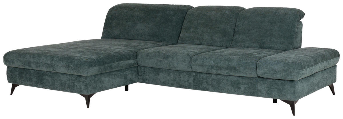 ECKSOFA Dunkelgrün Chenille  - Dunkelgrün/Schwarz, Design, Textil/Metall (198/288cm) - Beldomo Style