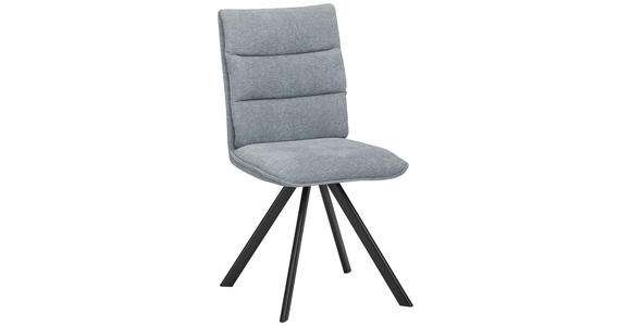 STUHL in Metall, Textil Blau, Grau, Schwarz - Blau/Schwarz, Design, Textil/Metall (47,5/92/59cm) - Cantus