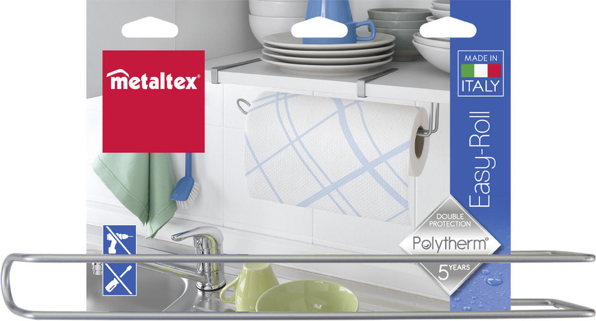 KONYHAI PAPÍRTÖRLŐ TARTÓ - szürke, Basics, fém (35/18/10cm) - Metaltex