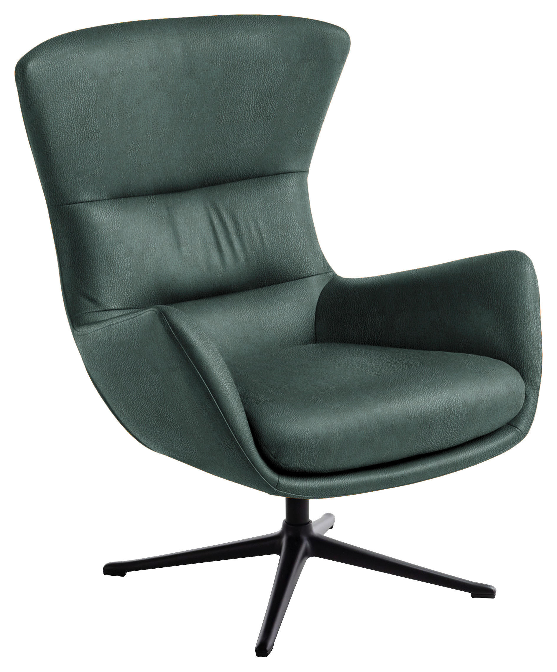 OHRENSESSEL in Waldgrün  - Waldgrün/Schwarz, Design, Leder/Metall (84/104/96cm) - home24