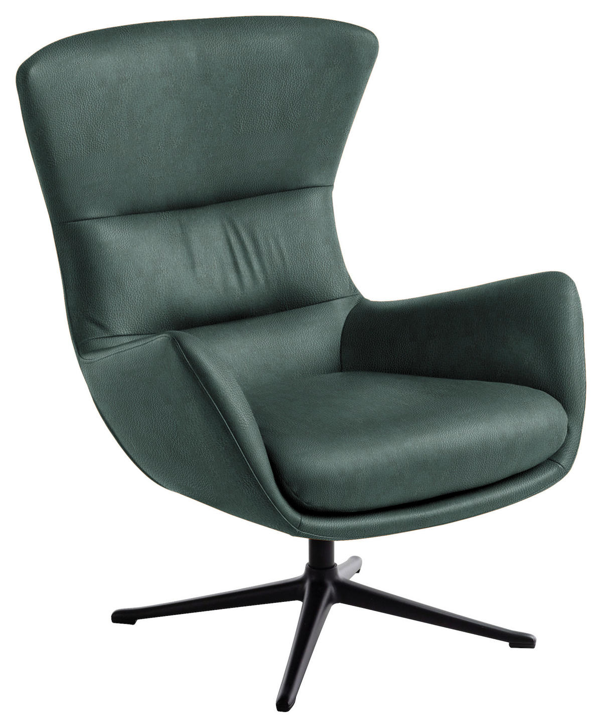 OHRENSESSEL in Waldgrün  - Waldgrün/Schwarz, Design, Leder/Metall (84/104/96cm) - home24