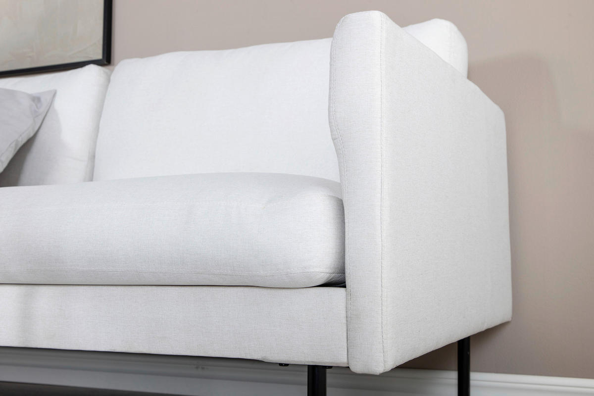 2-SITS SOFFA i metall, textil cremefärgad, svart  - svart/cremefärgad, Design, metall/textil (180/78/80cm) - Livetastic