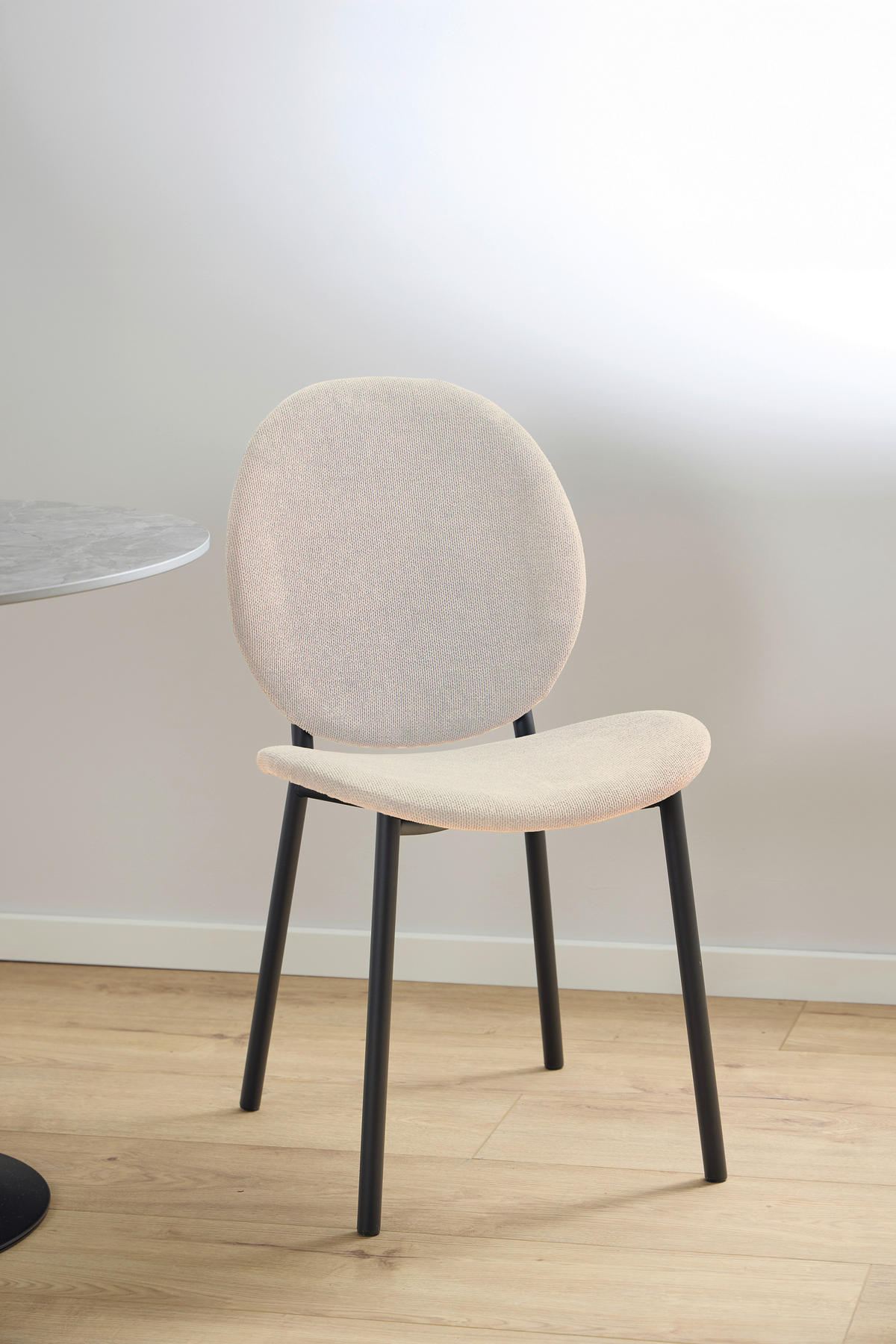 STUHL  in Stahl Struktur  - Beige/Schwarz, Trend, Textil/Metall (87/57,5/50cm) - MID.YOU