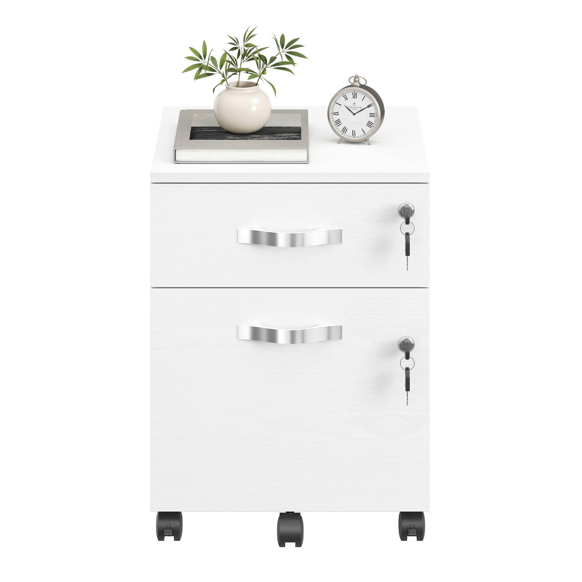 ROLLCONTAINER Weiß  - Silberfarben/Weiß, Basics, Holzwerkstoff/Kunststoff (40/54,4/43,8cm) - Boxxx