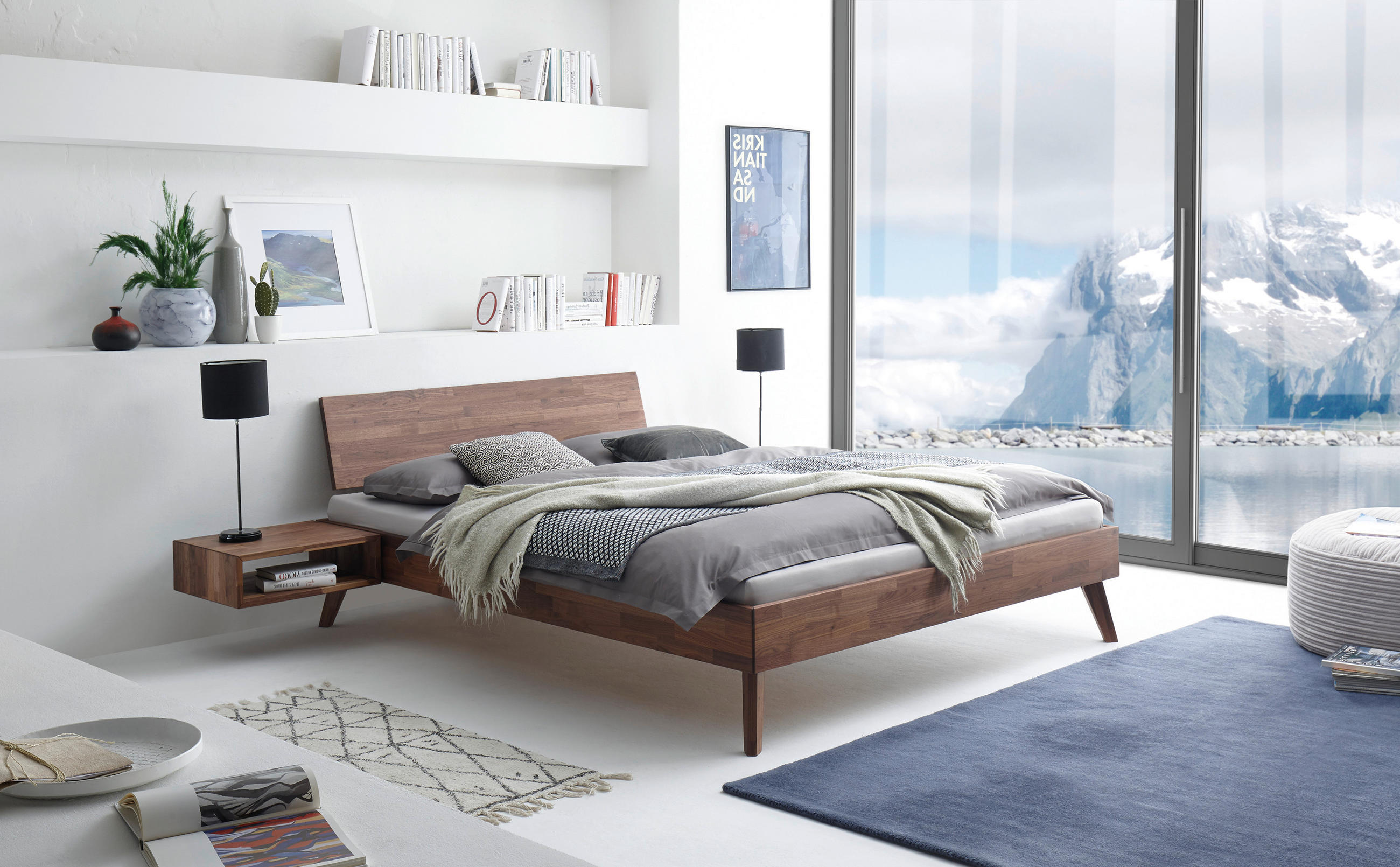 BETT 200/200 cm  in Nussbaumfarben  - Nussbaumfarben, Natur, Holz (200/200cm) - Hasena