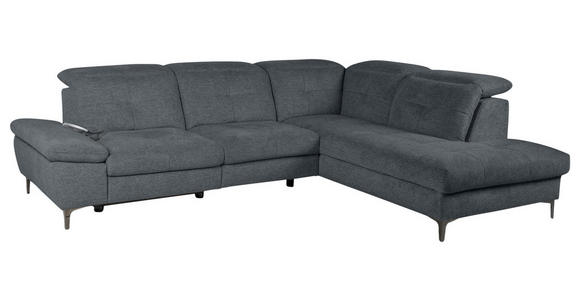 ECKSOFA Dunkelgrau Webstoff - Dunkelgrau/Schwarz, KONVENTIONELL, Textil/Metall (288/225cm) - Carryhome