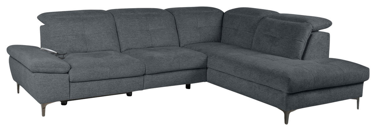 ECKSOFA Dunkelgrau Webstoff  - Dunkelgrau/Schwarz, KONVENTIONELL, Textil/Metall (288/225cm) - Carryhome