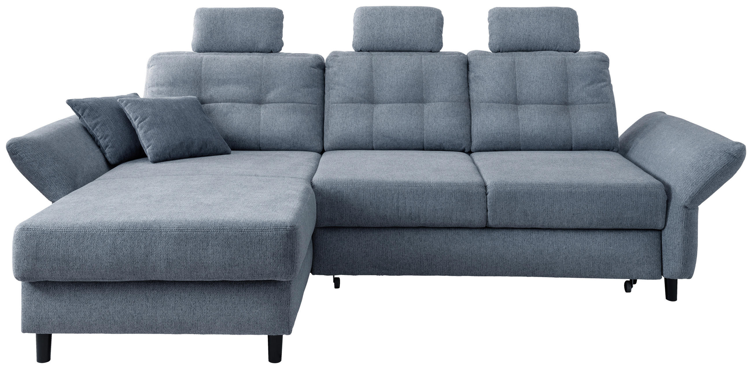 ECKSOFA Hellblau Chenille - Blau/Schwarz, MODERN, Holz/Textil (176/250-280cm) - Livetastic