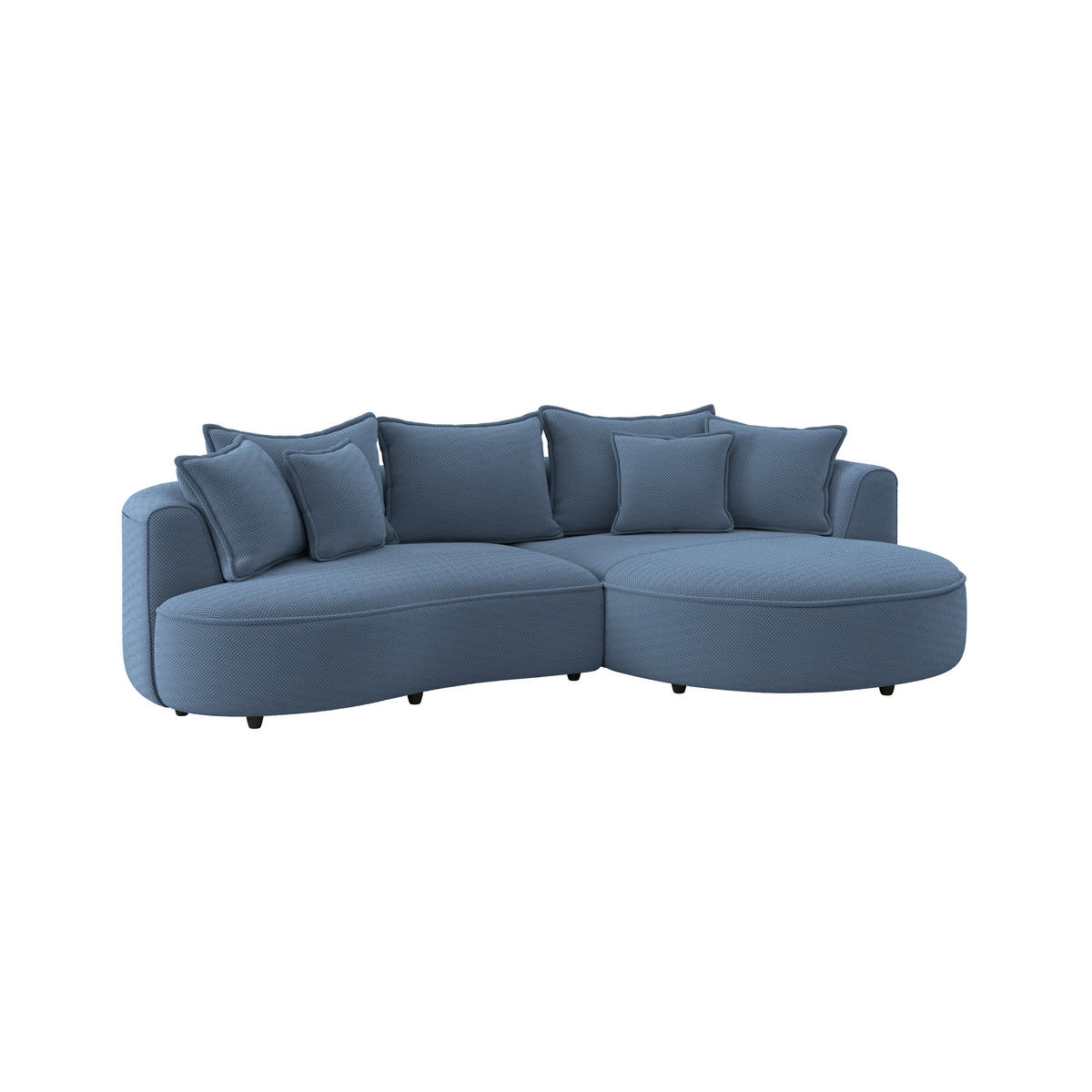 ECKSOFA in Velours, Struktur Dunkelblau  - Schwarz/Dunkelblau, Modern, Kunststoff/Textil (287/168cm) - Livetastic