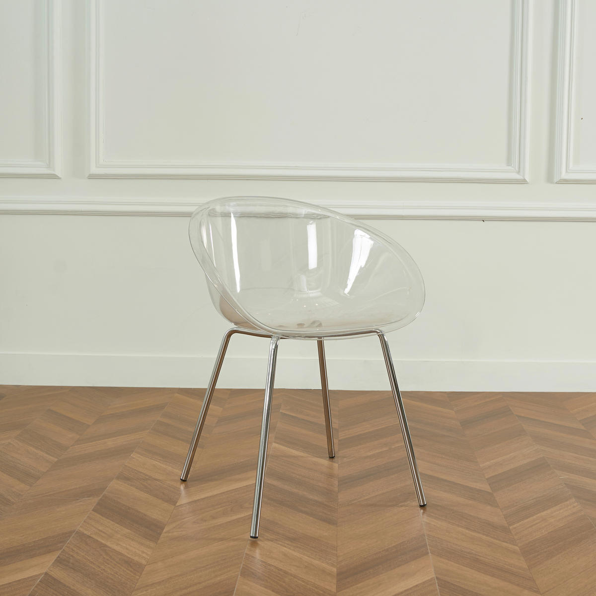 ARMLEHNSTUHL  inklusive Armlehnen   - Chromfarben/Transparent, Design, Kunststoff/Metall (60/79/55cm) - Stylife