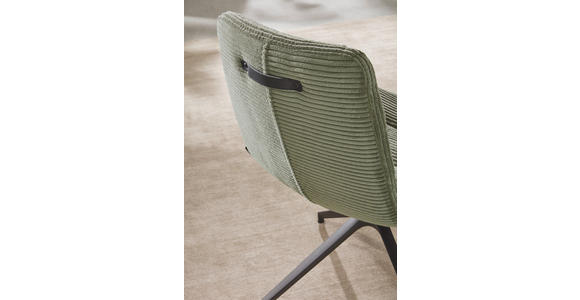 ARMLEHNSTUHL in Cord - Schwarz/Graugrün, Design, Textil/Metall (61/88/66cm) - Dieter Knoll