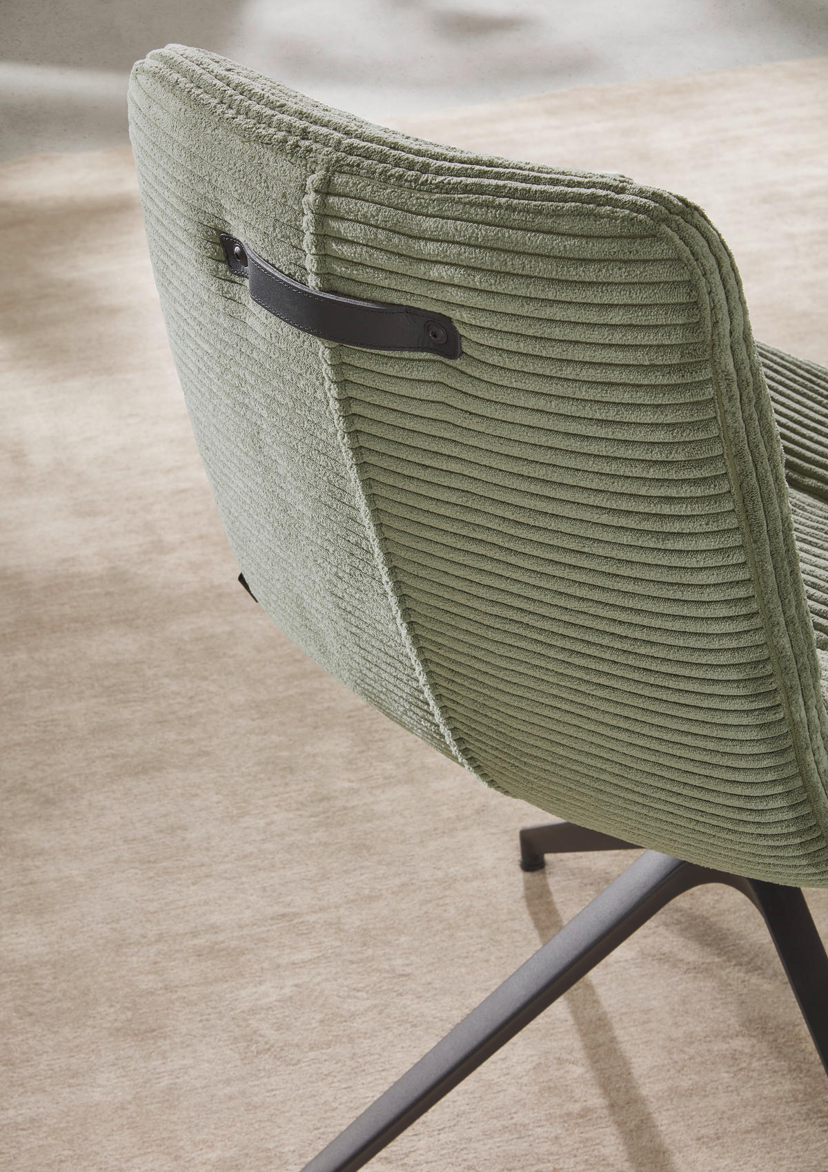 ARMLEHNSTUHL  in Cord  - Schwarz/Graugrün, Design, Textil/Metall (61/88/66cm) - Dieter Knoll