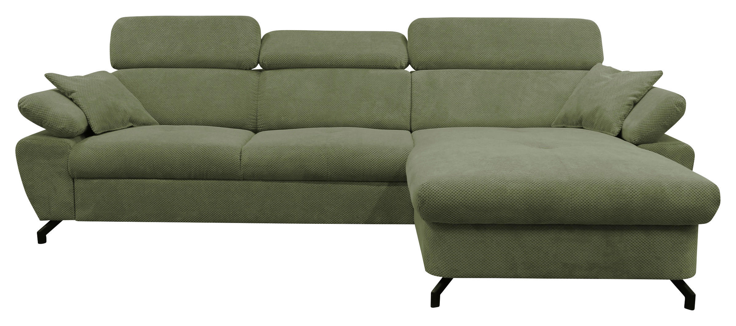 ECKSOFA OMEGA Grün Chenille Zierkissen, Bettkasten  - Schwarz/Grün, Design, Textil/Metall (280/186cm) - MID.YOU