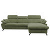 ECKSOFA OMEGA in Chenille Grün  280/186 cm  - Schwarz/Grün, Design, Textil/Metall (280/186cm) - MID.YOU