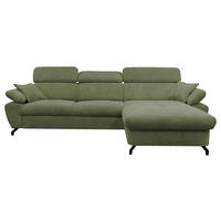 ECKSOFA OMEGA Grün Chenille Zierkissen, Bettkasten  - Schwarz/Grün, Design, Textil/Metall (280/186cm) - MID.YOU