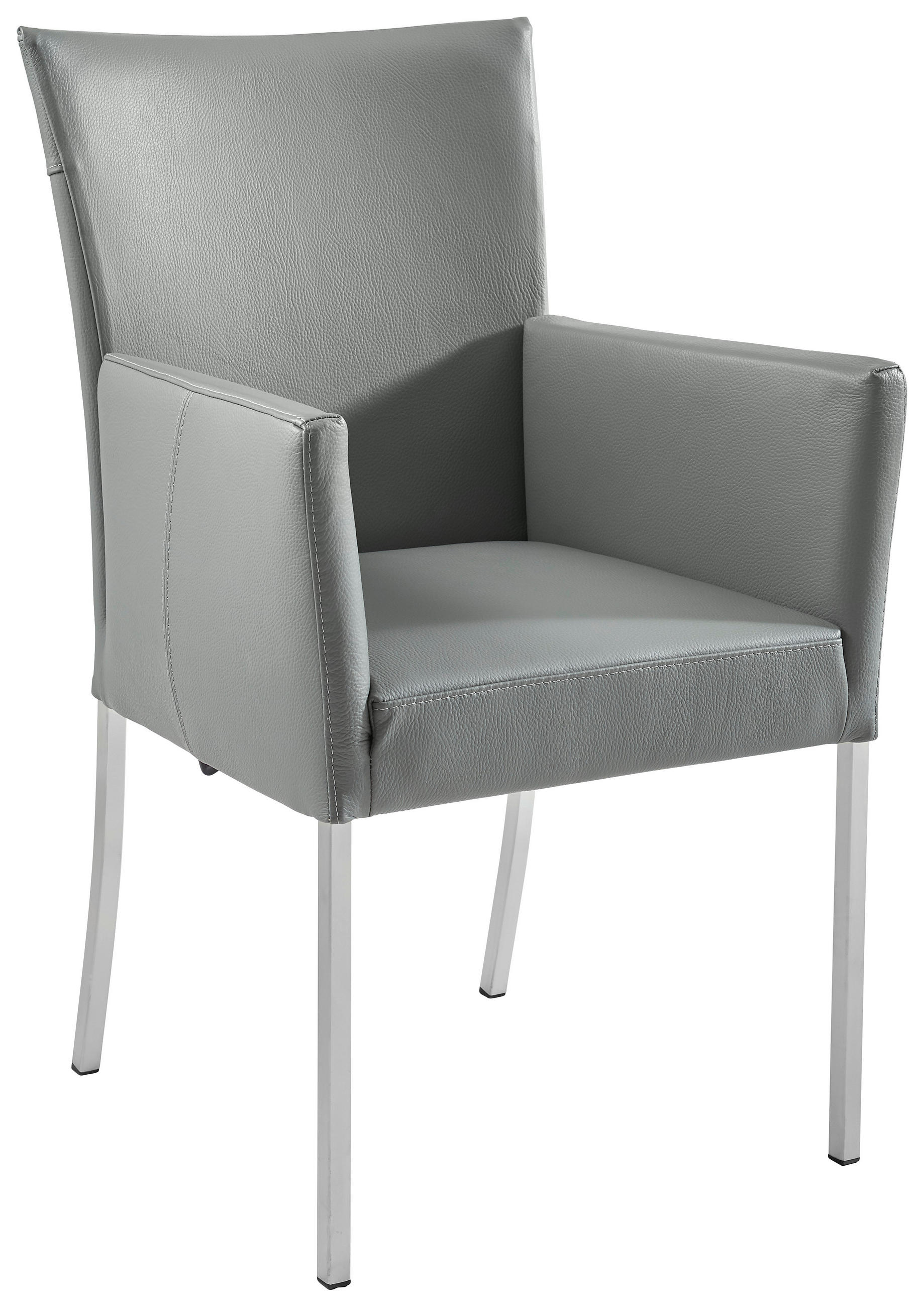 ARMLEHNSTUHL  in Edelstahl Echtleder pigmentiert  - Edelstahlfarben/Dunkelgrau, Design, Leder/Metall (59/91/65cm) - Musterring