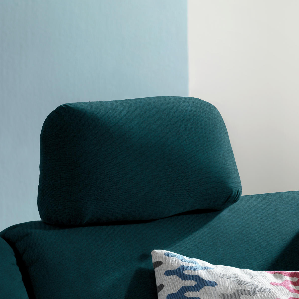 ECKSOFA in Flachgewebe Petrol  208/227 cm  - Eichefarben/Rot, KONVENTIONELL, Holz/Textil (208/227cm) - Sedda