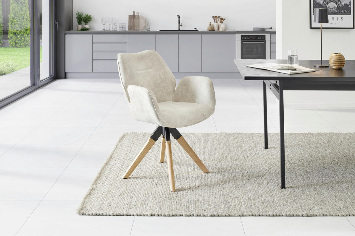 ARMLEHNSTUHL in Holz, Textil Naturfarben, Beige  - Beige/Naturfarben, MODERN, Holz/Textil (61/86/62cm) - Livetastic