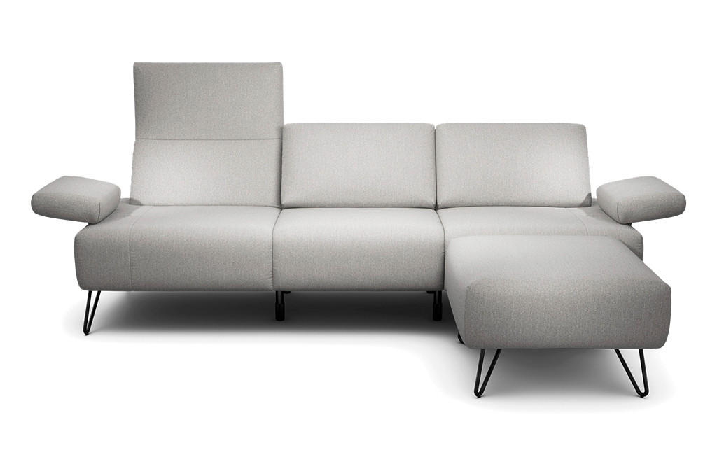 3-SITZER-SOFA Chenille Hellgrau  - Hellgrau/Schwarz, Design, Textil/Metall (234-264/85/86-94cm) - SENSOO