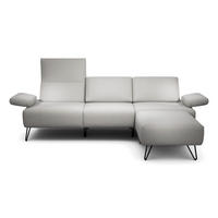 3-SITZER-SOFA in Chenille Hellgrau  - Hellgrau/Schwarz, Design, Textil/Metall (234-264/85/86-94cm) - SENSOO
