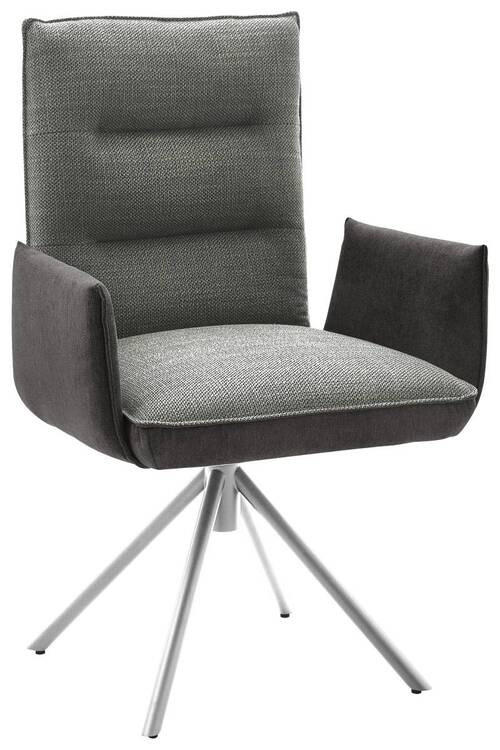 ARMLEHNSTUHL DREHBAR 360°  in Flachgewebe  - Edelstahlfarben/Dunkelgrau, Design, Textil/Metall (59/93/59cm) - Dieter Knoll