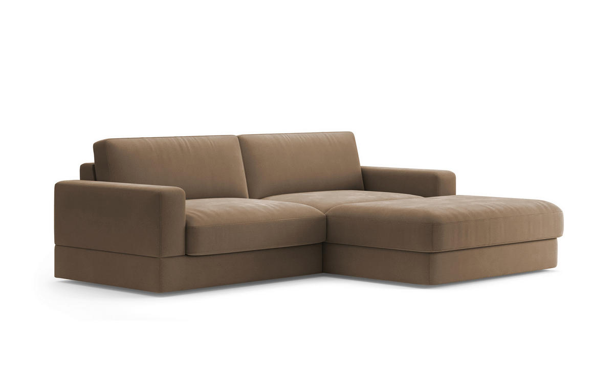 ECKSOFA FABIO E Braun Mikrofaser  - Schwarz/Braun, MODERN, Kunststoff/Textil (264/196cm) - Sit & More