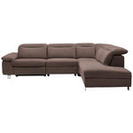 ECKSOFA Hellbraun Flachgewebe  - Chromfarben/Hellbraun, Design, Textil/Metall (305/231cm) - Dieter Knoll