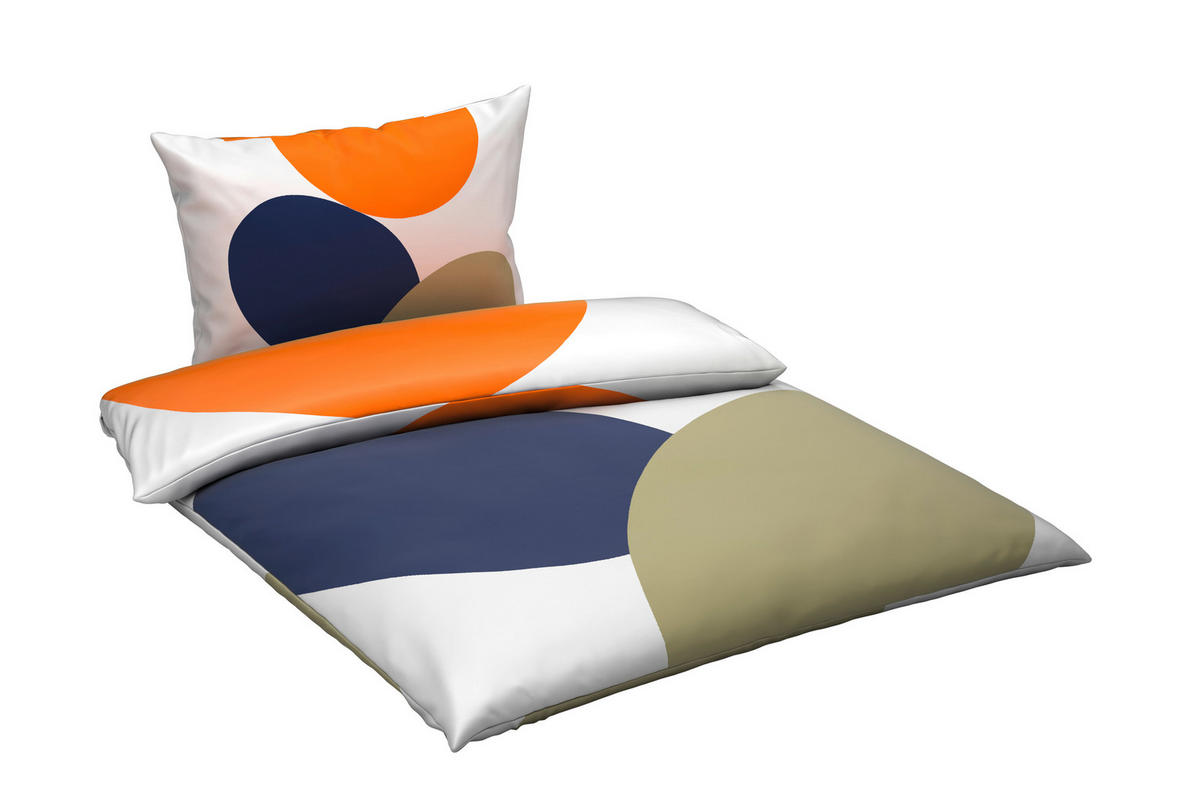 BETTWÄSCHE Satin 140/200 cm  - Salbeigrün/Orange, Design, Textil (140/200cm) - Novel