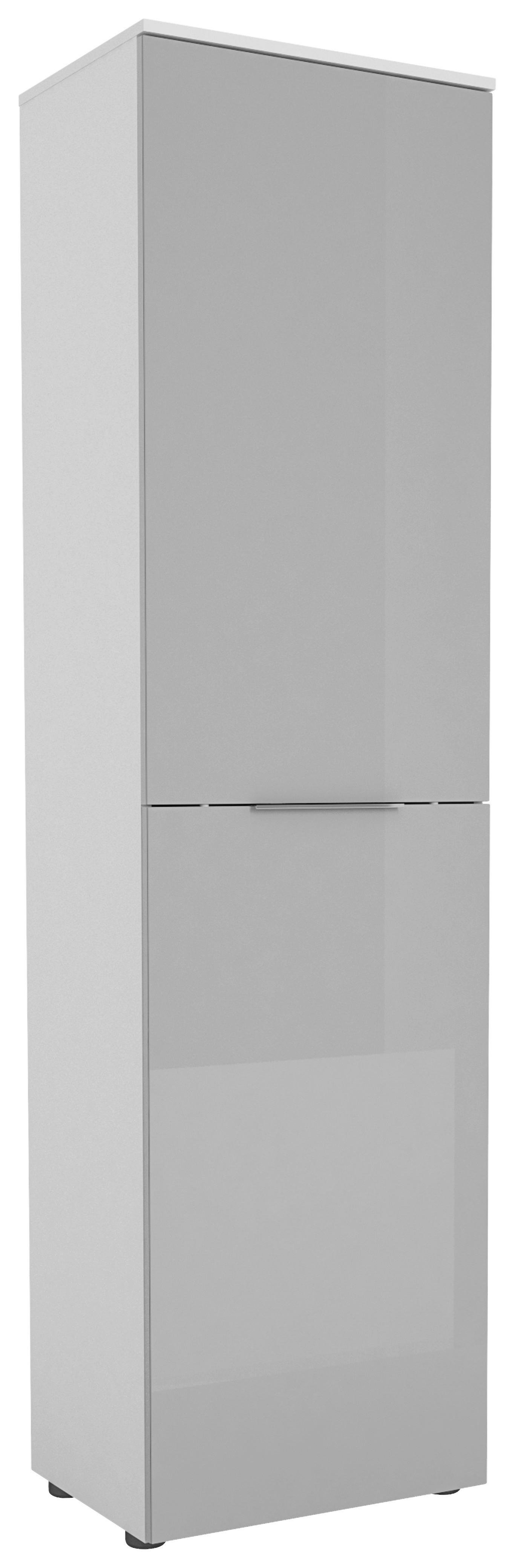 GARDEROBENSCHRANK Grau, Weiß  - Chromfarben/Weiß, Design, Glas/Holzwerkstoff (52,6/195,7/40cm)