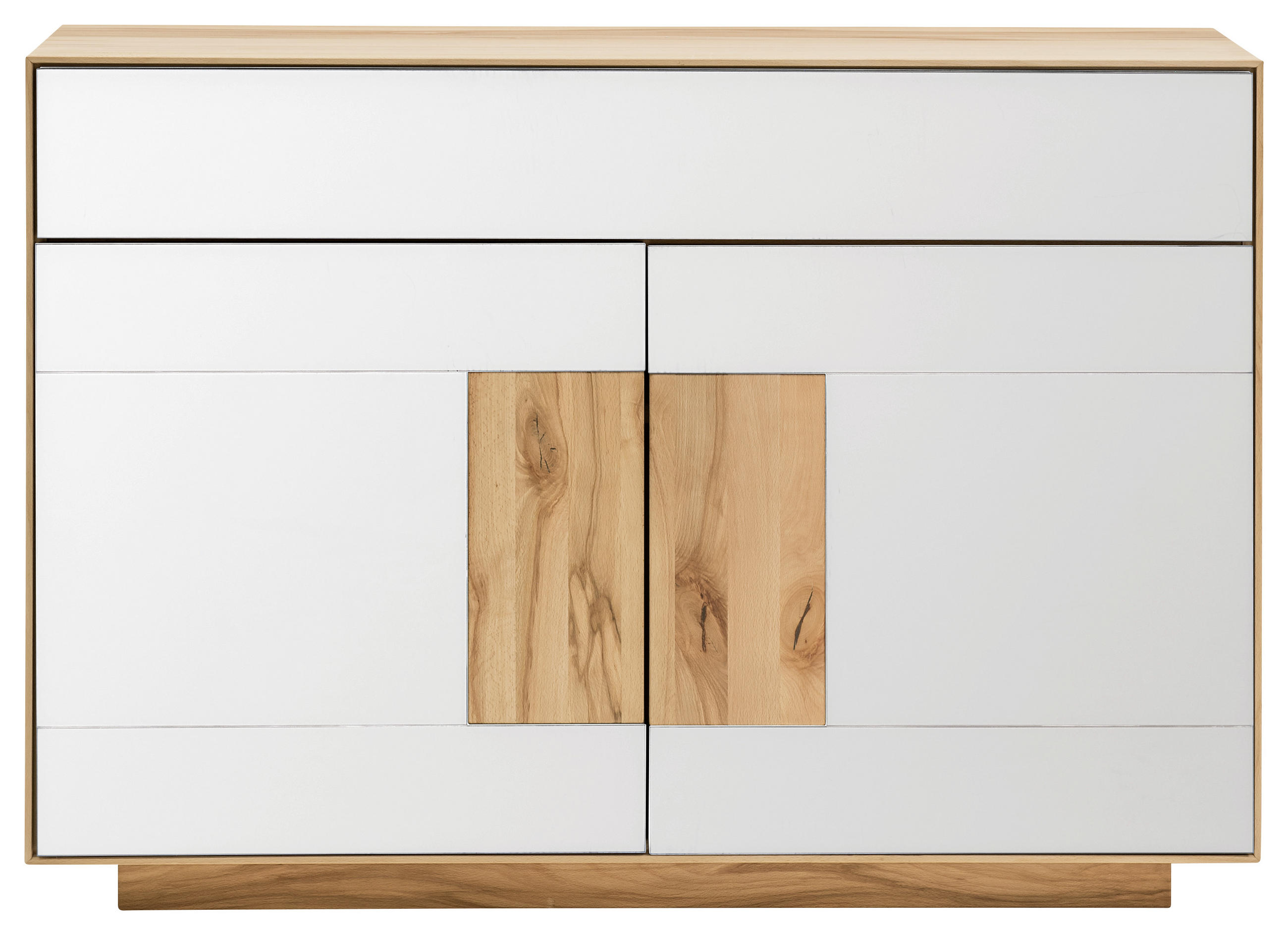 SIDEBOARD in 120/87/40 cm - Buchefarben/Weiß, MODERN, Glas/Holz (120/87/40cm) - Linea Natura