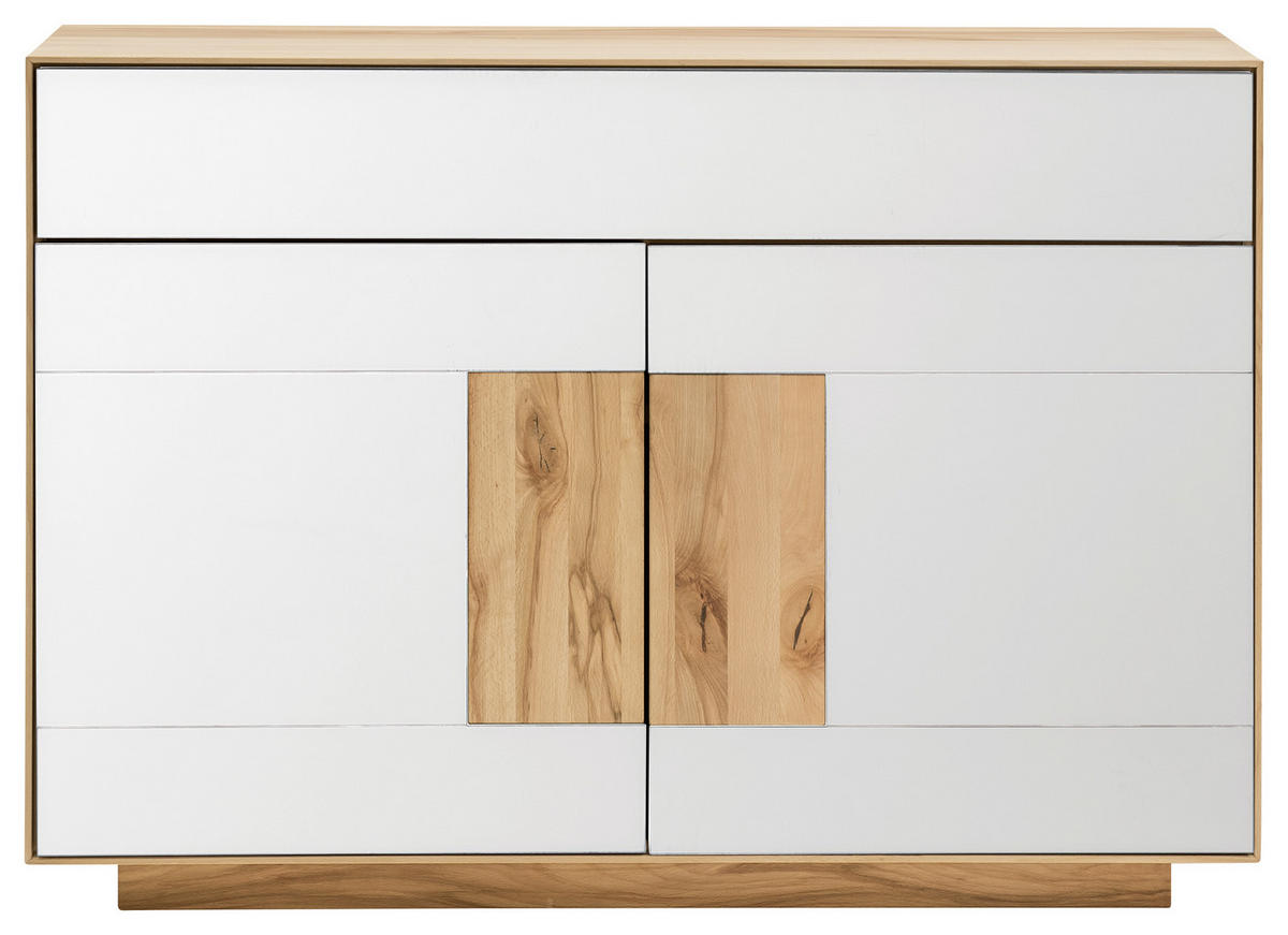 SIDEBOARD  in 120/87/40 cm  - Buchefarben/Weiß, MODERN, Glas/Holz (120/87/40cm) - Linea Natura