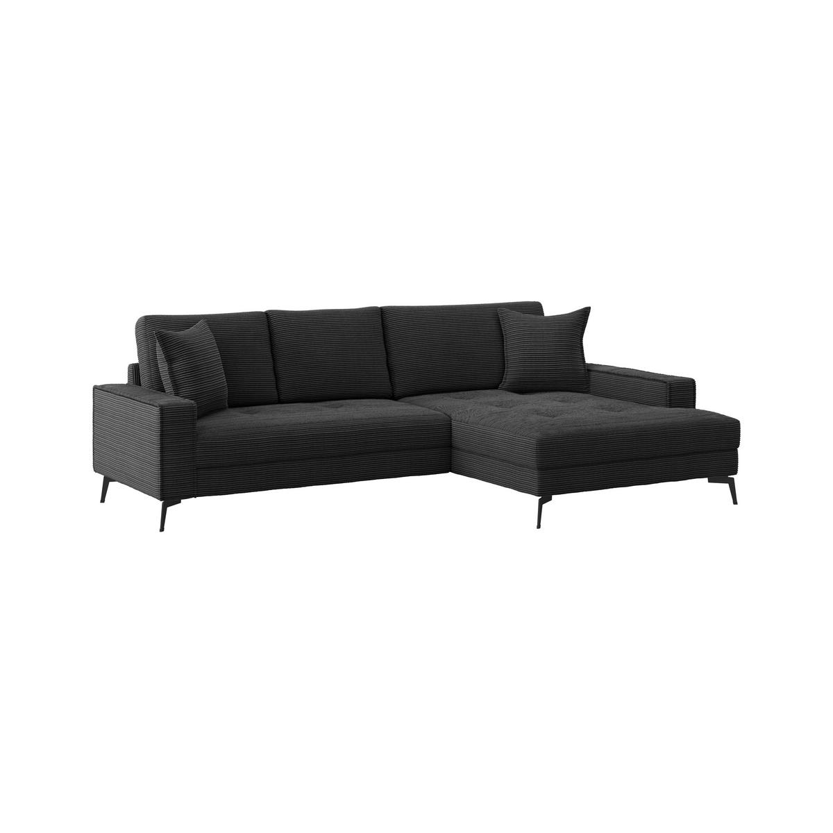 ECKSOFA ZERO Schwarz Cord Zierkissen, Rückenkissen  - Schwarz, Trend, Textil/Metall (286/173cm) - Livetastic