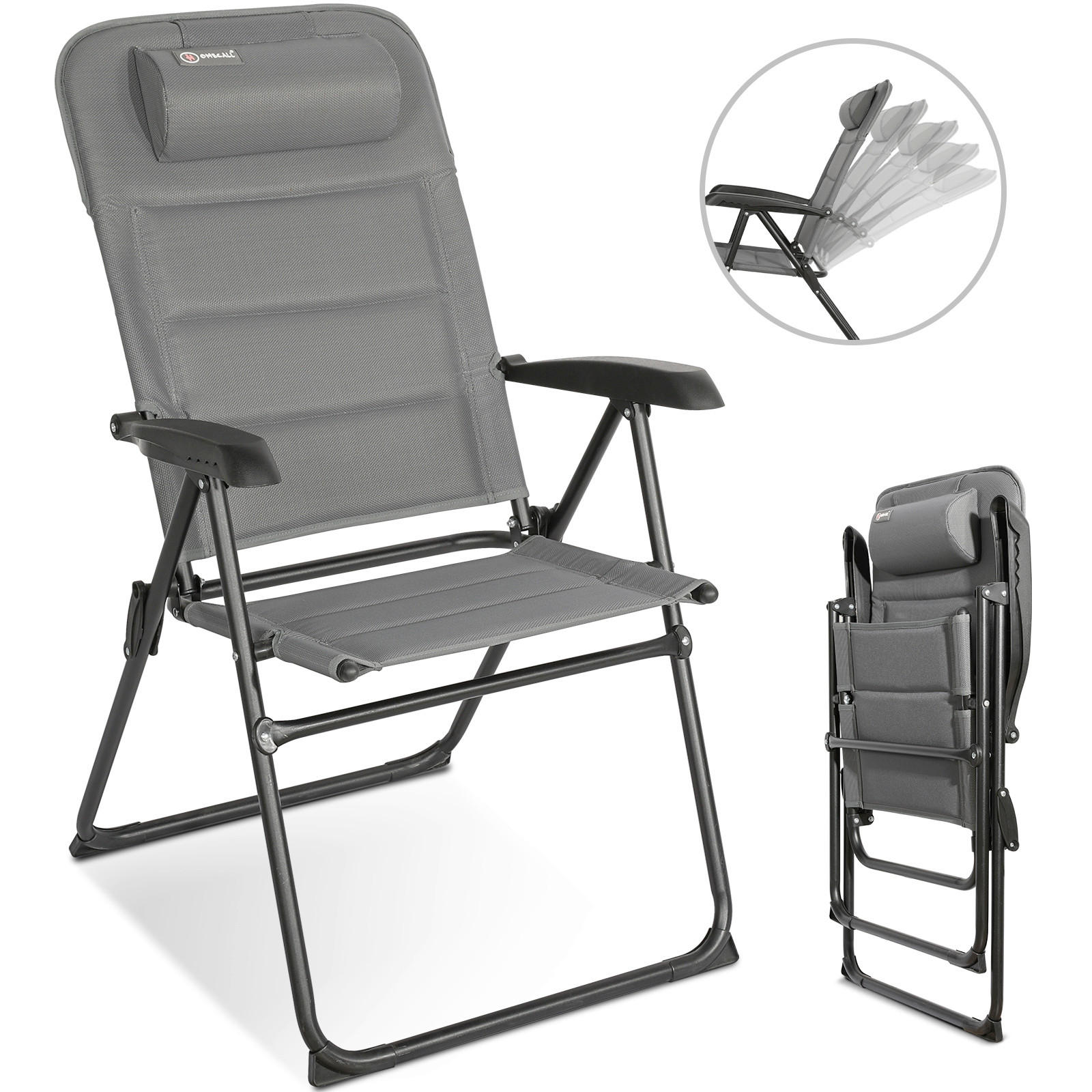 CAMPINGSESSEL - Dunkelgrau, Basics, Textil/Metall (61/12/84cm) - Modante