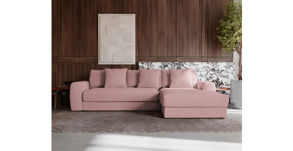 ECKSOFA Altrosa Cord - Schwarz/Altrosa, MODERN, Kunststoff/Textil (302/182cm) - Carryhome