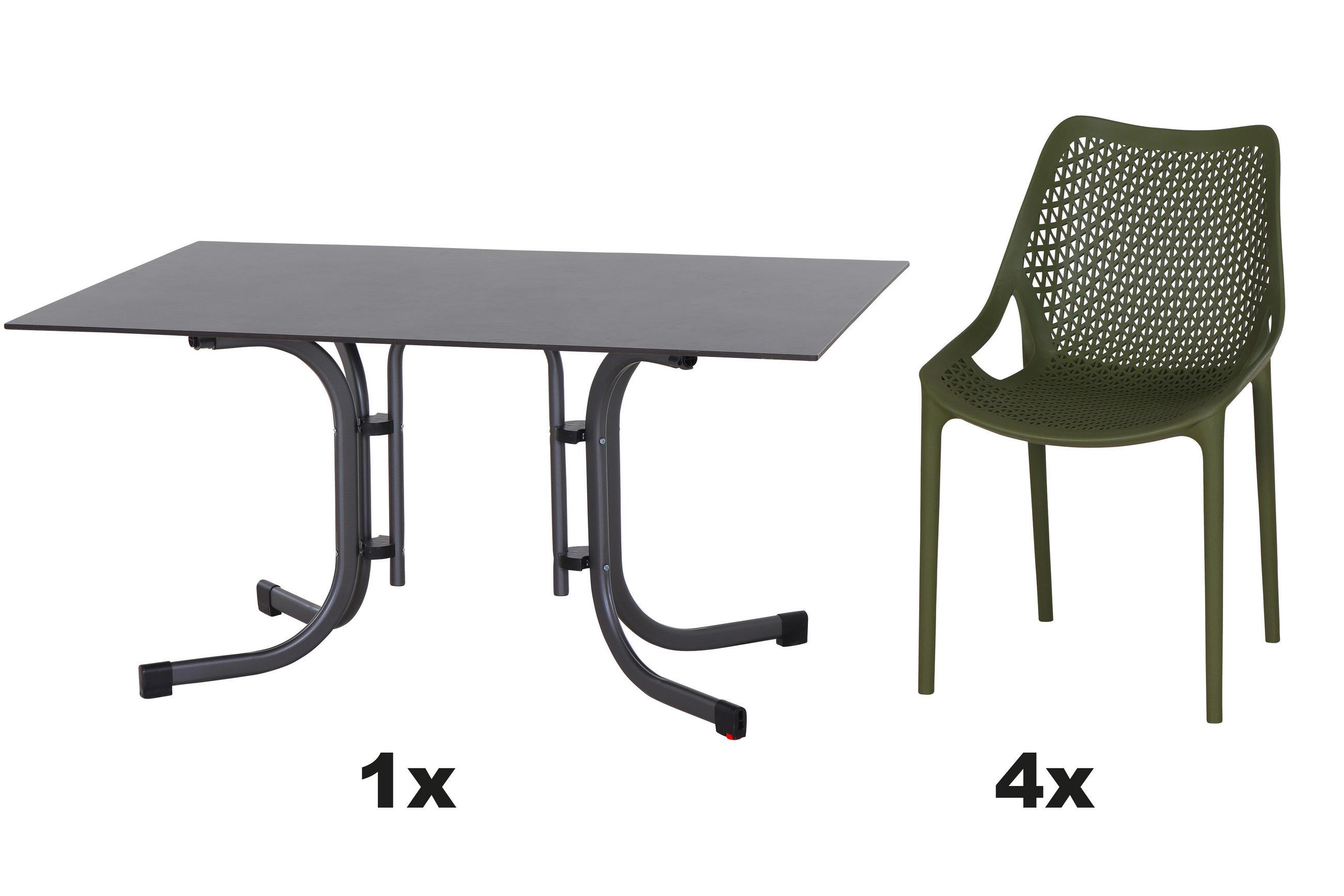 GARTENGARNITUR 5-teilig Stahl  - Anthrazit/Grün, Basics, Kunststoff/Metall (90/81/140cm) - Siena Garden