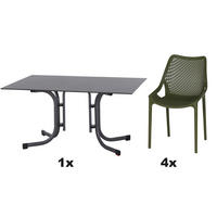 GARTENGARNITUR 5-teilig Stahl  - Anthrazit/Grün, Basics, Kunststoff/Metall (90/81/140cm) - Siena Garden