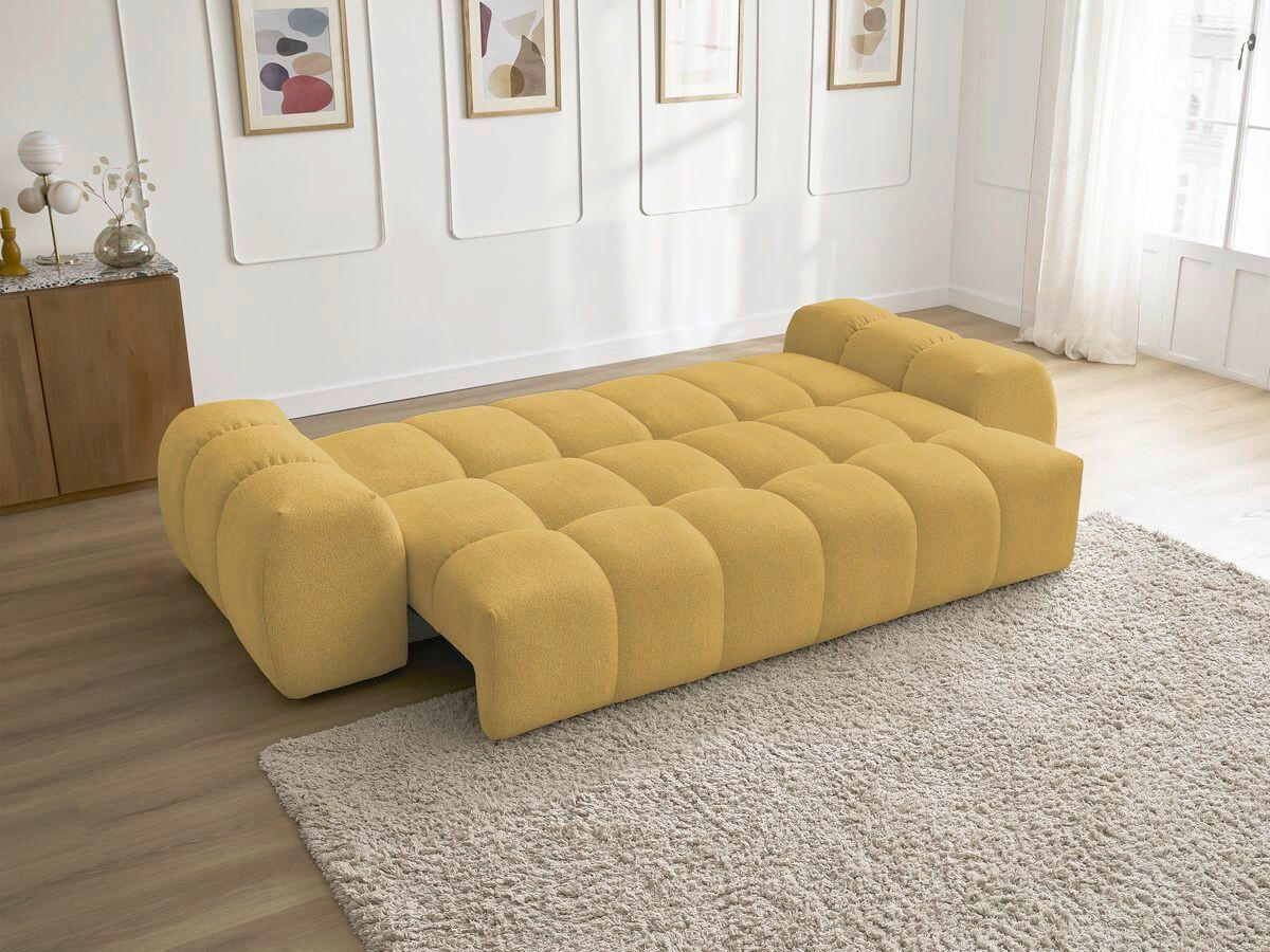 SCHLAFSOFA EVEREST  mit Armteil links, Armteil rechts Flachgewebe Gelb  - Gelb/Schwarz, MODERN, Kunststoff/Textil (278/115/90cm) - Livetastic